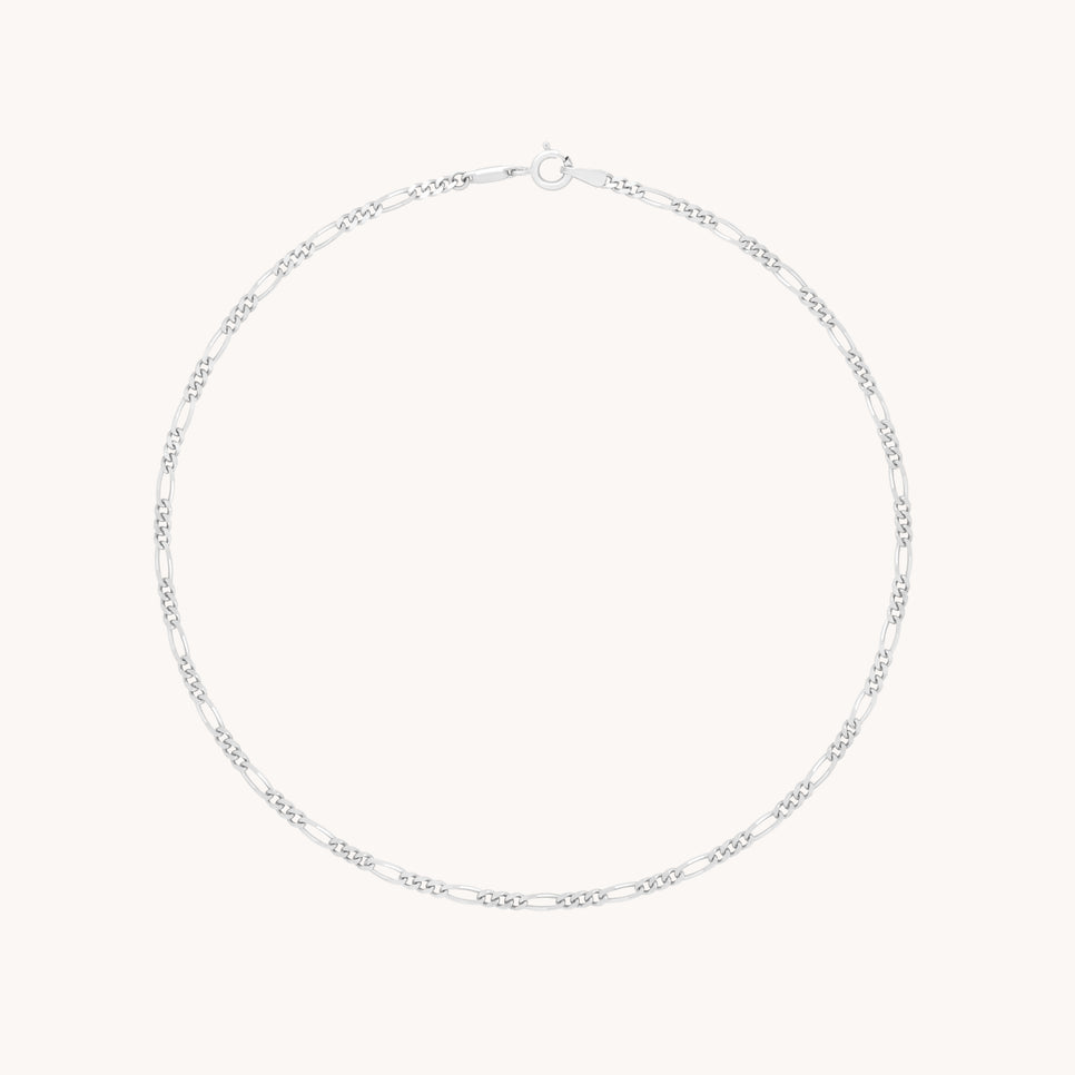 Soho Chain Anklet in Solid White Gold