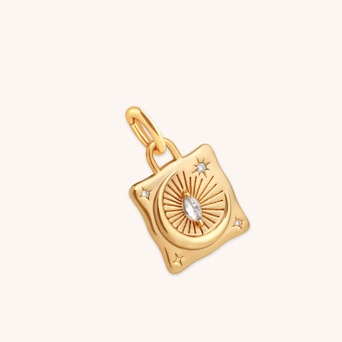 Moon Crystal Clip Charm in Gold