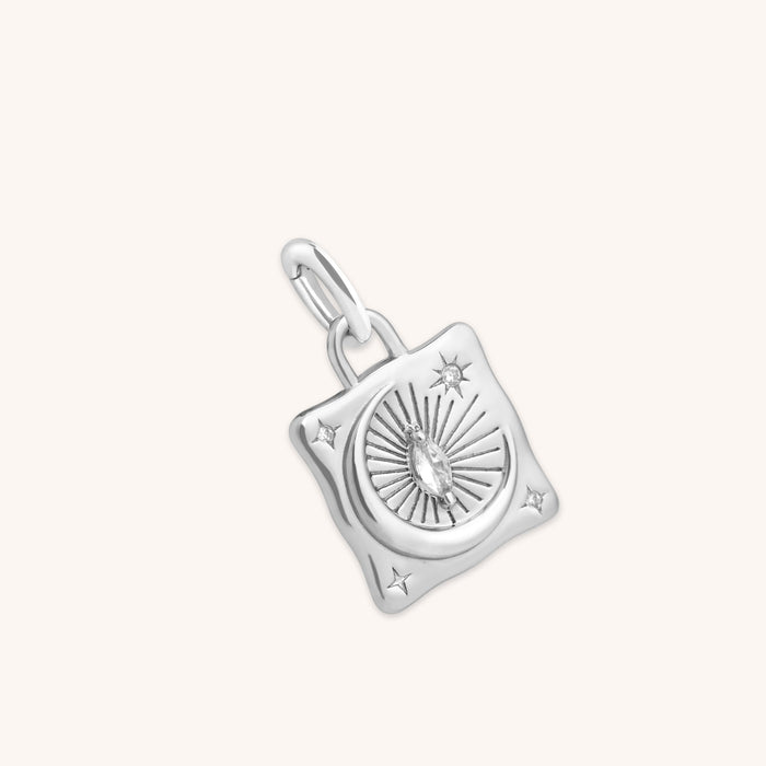Moon Crystal Clip Charm in Silver
