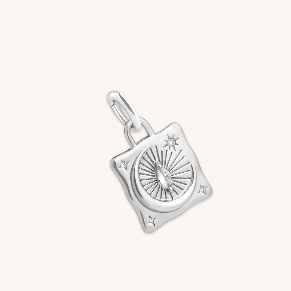 Moon Crystal Clip Charm in Silver