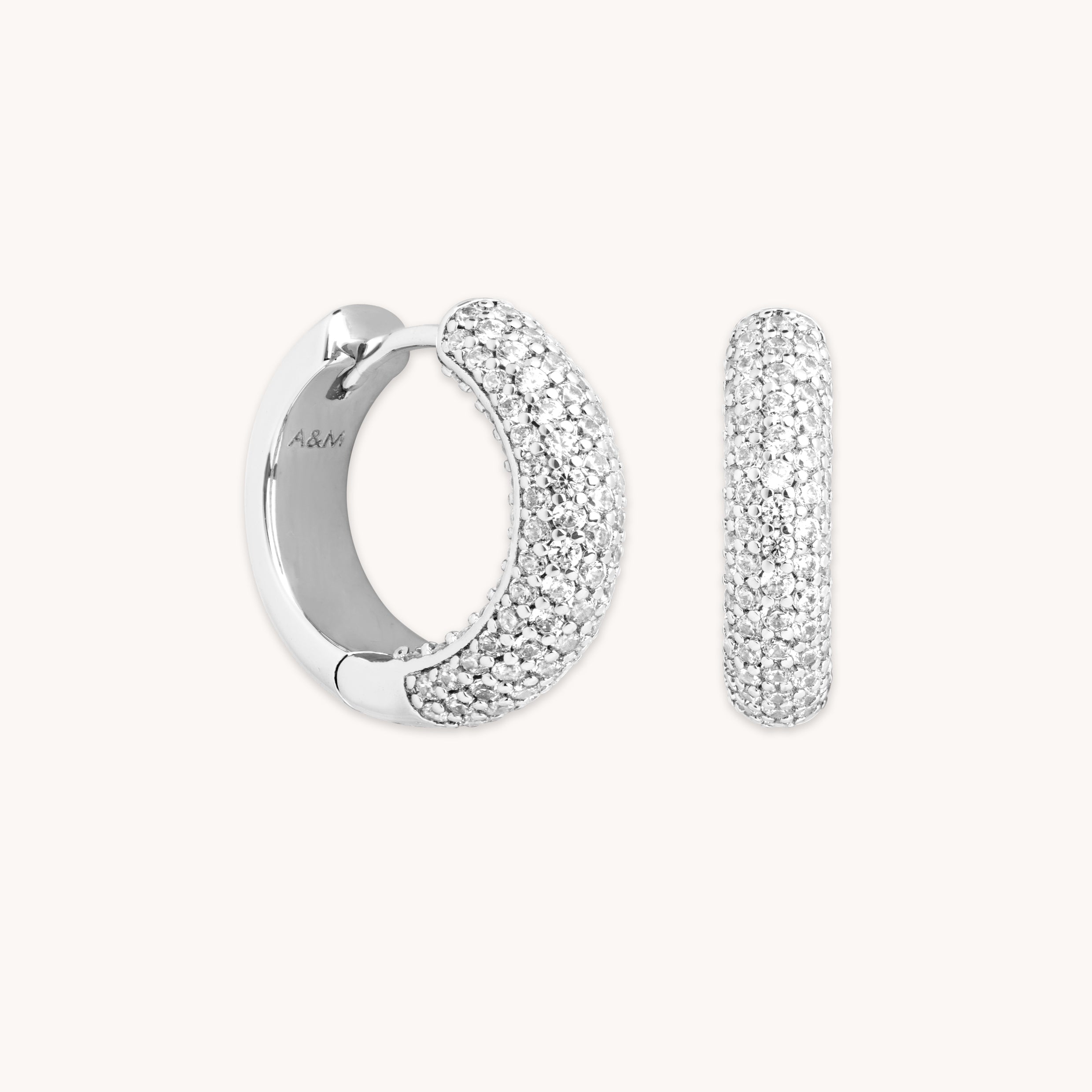 Bold Pavé Hoops in Silver