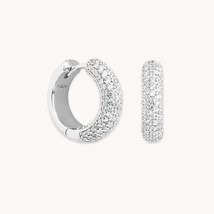 Bold Pavé Hoops in Silver