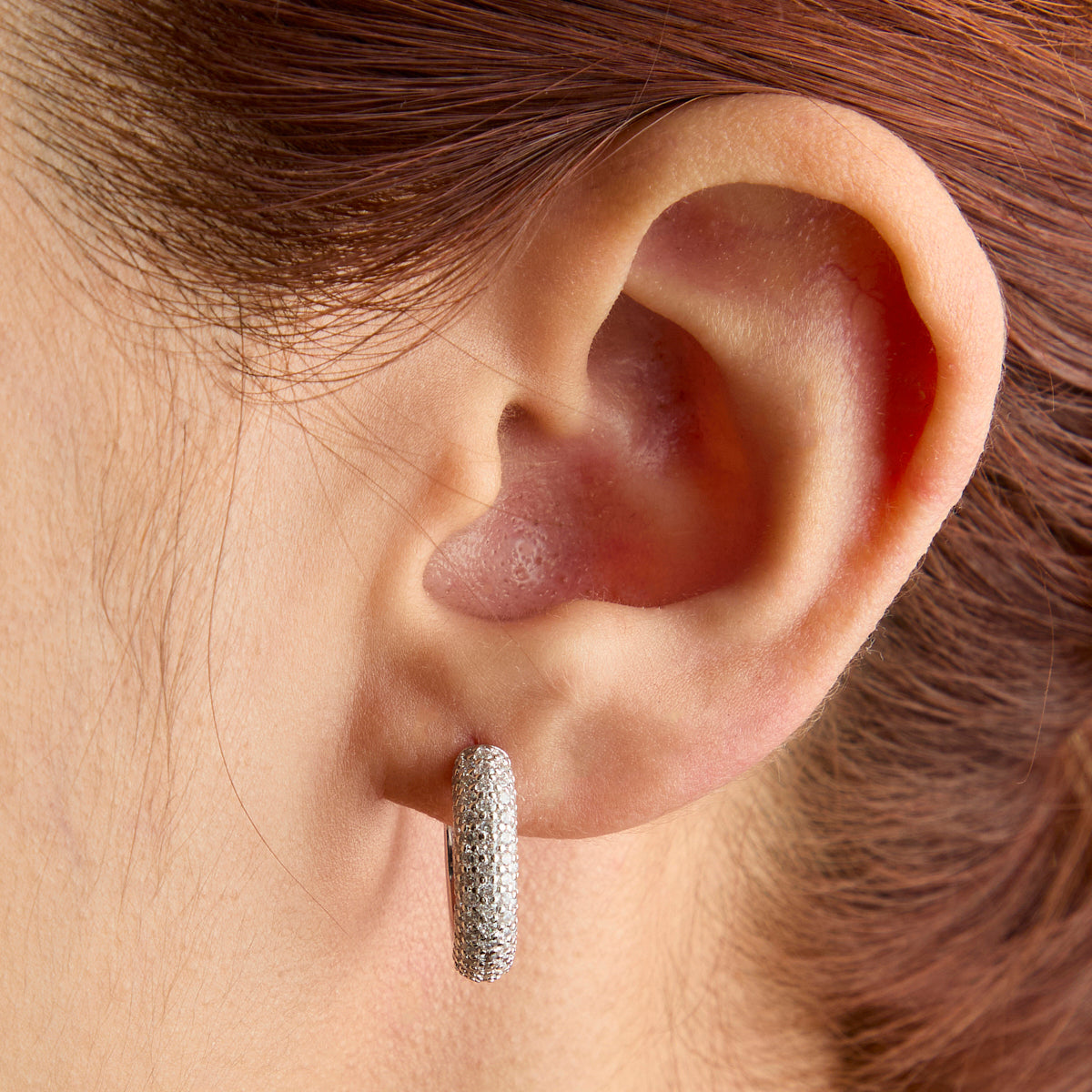 Bold Pavé Hoops in Silver