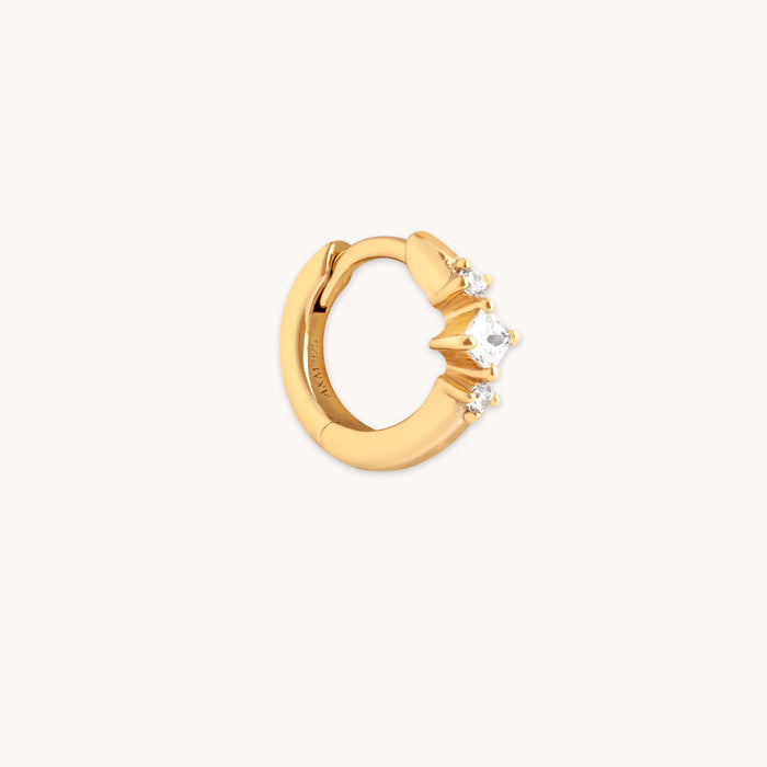 Square Crystal Single Hoop in Gold