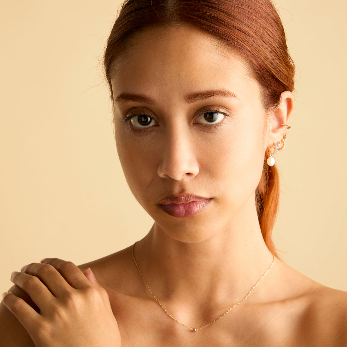 Opal Pearl Charm Huggies in Gold