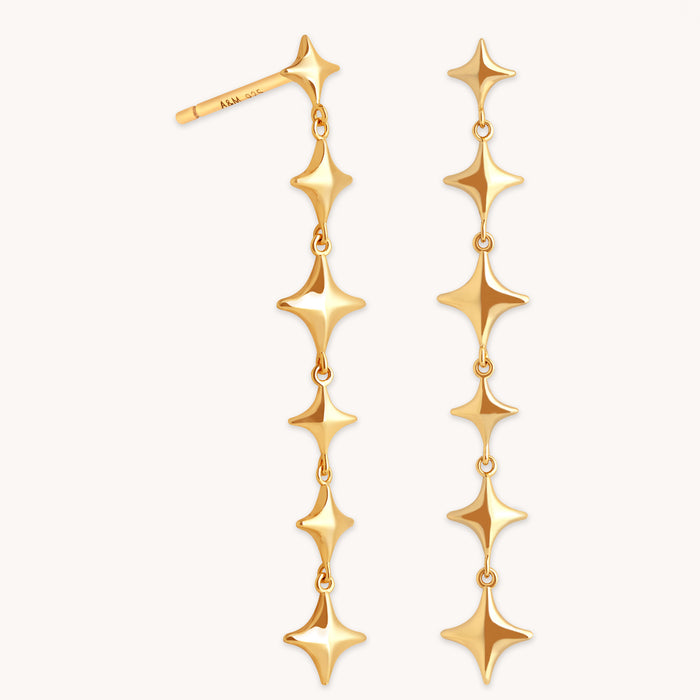 Cosmic Star Drop Studs in Gold