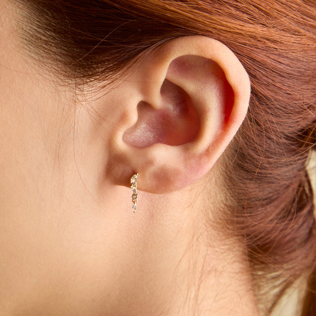 White Topaz Cluster Drop Studs in 9k Gold