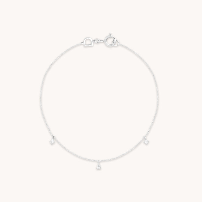 Diamond Charm Bracelet in Solid White Gold