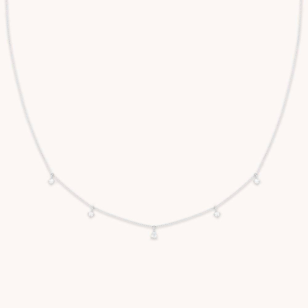 Diamond Charm Necklace in Solid White Gold