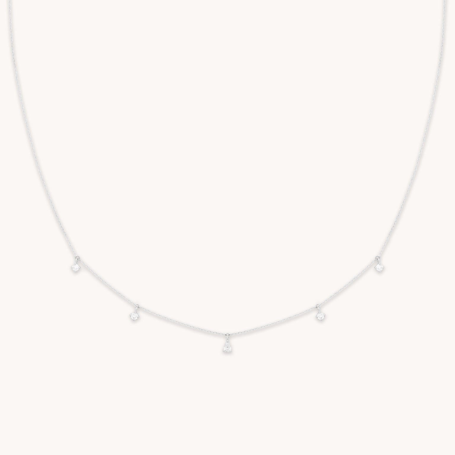 Diamond Charm Necklace in Solid White Gold