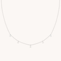 Diamond Charm Necklace in Solid White Gold