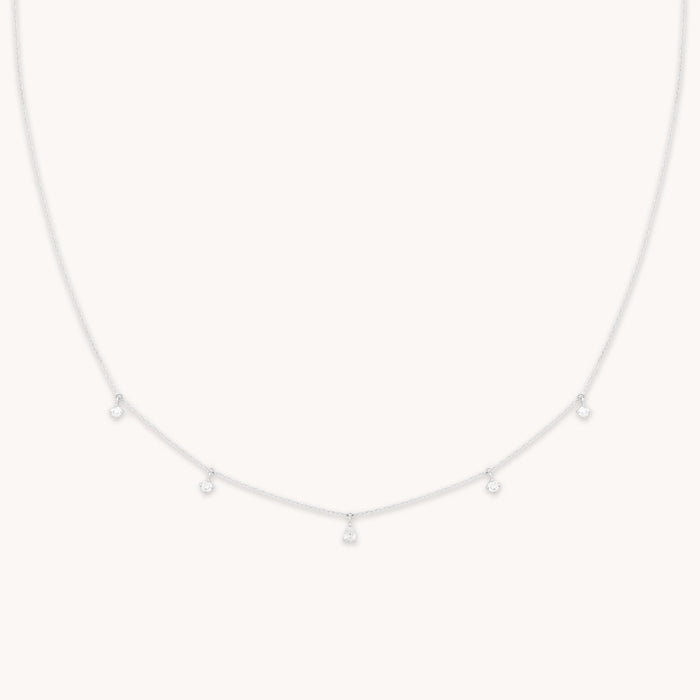 Diamond Charm Necklace in Solid White Gold