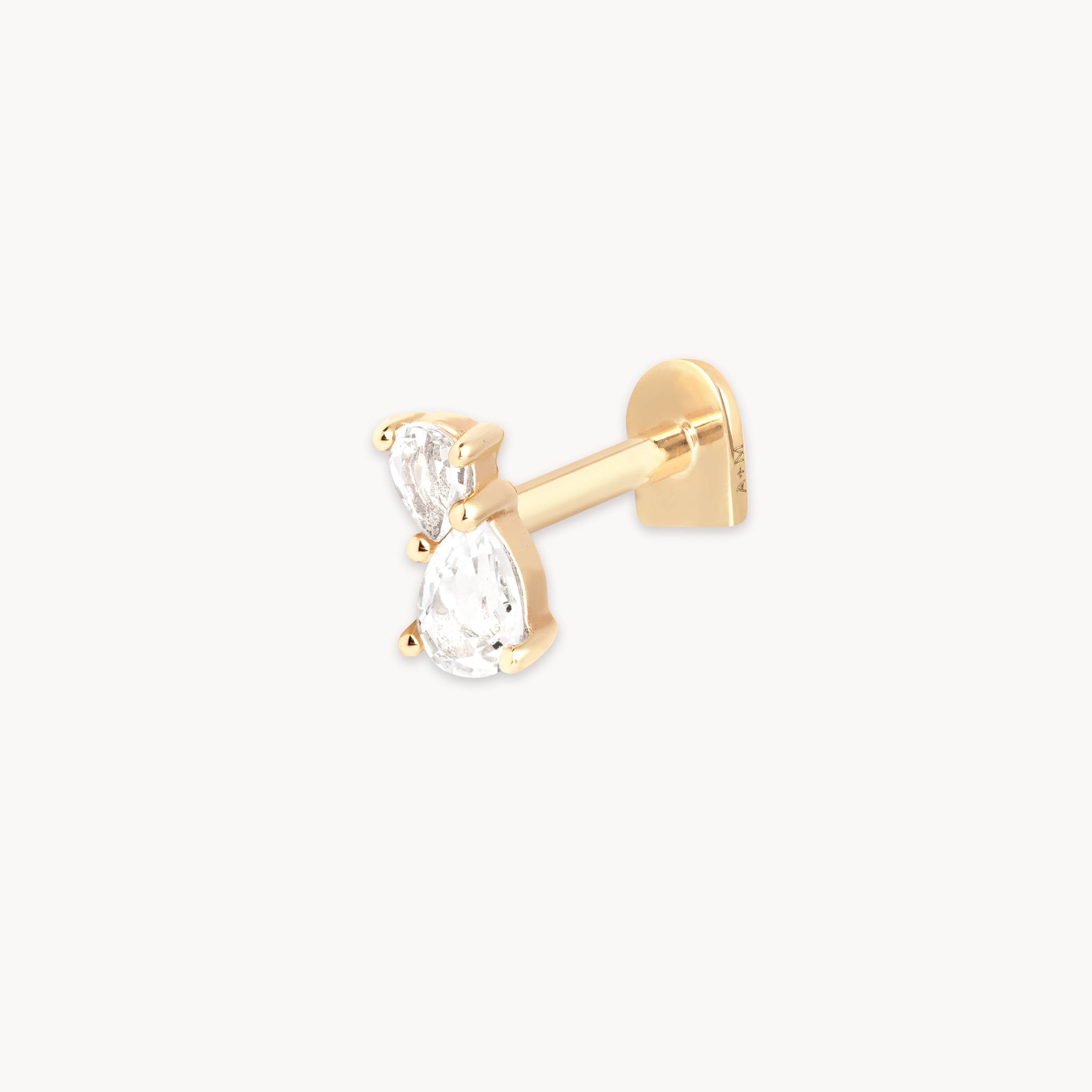 Topaz Pear Cluster Piercing Stud in Solid Gold
