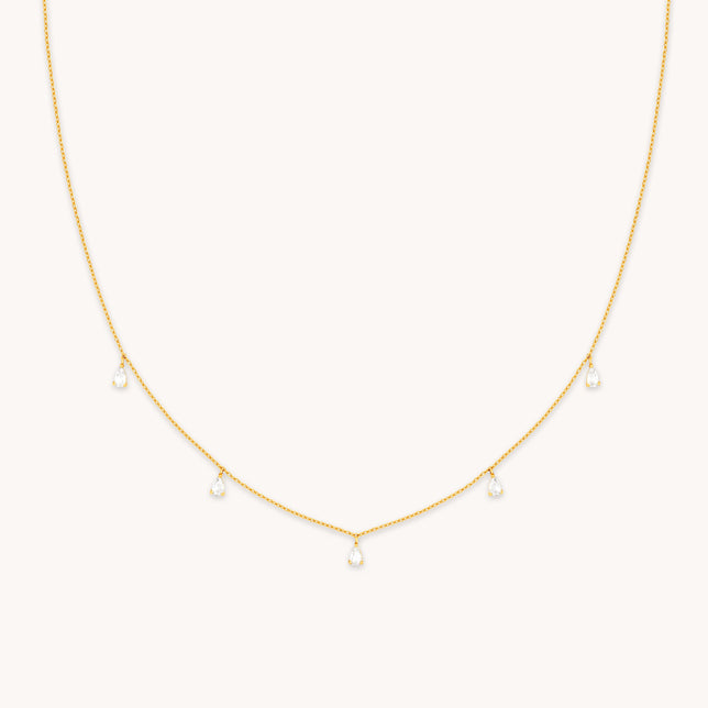 Crystal Charm Necklace in Gold