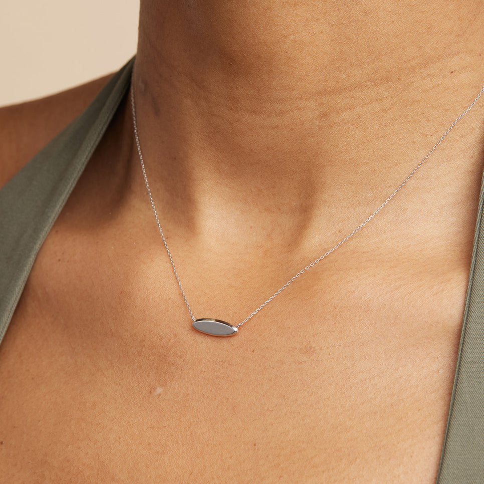 ID Pendant Necklace in Solid White Gold