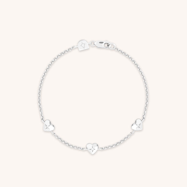 Heart Charm Bracelet in Silver