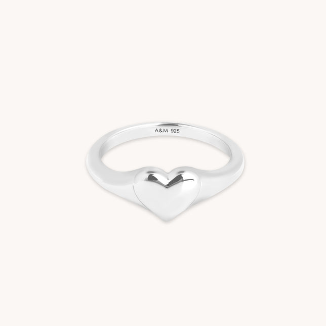 Heart Signet Ring in Silver