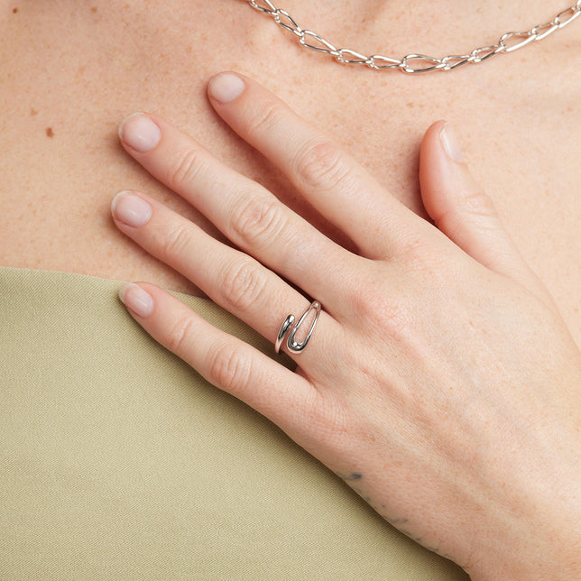 Molten Wrap Ring in Silver