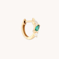 Emerald Cluster Piercing Hoop in Solid Gold