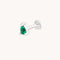 Emerald Pear Piercing Stud in Solid White Gold