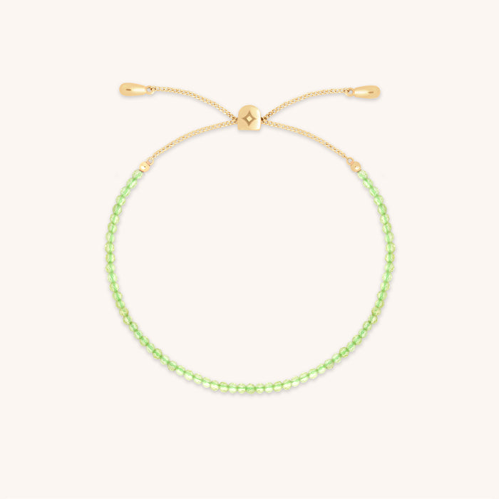 Peridot August Beaded Bracelet in Solid Gold