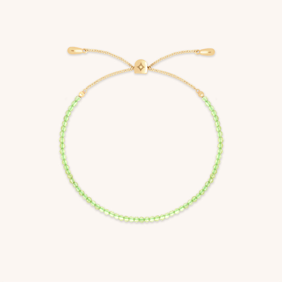 Peridot August Beaded Bracelet in Solid Gold
