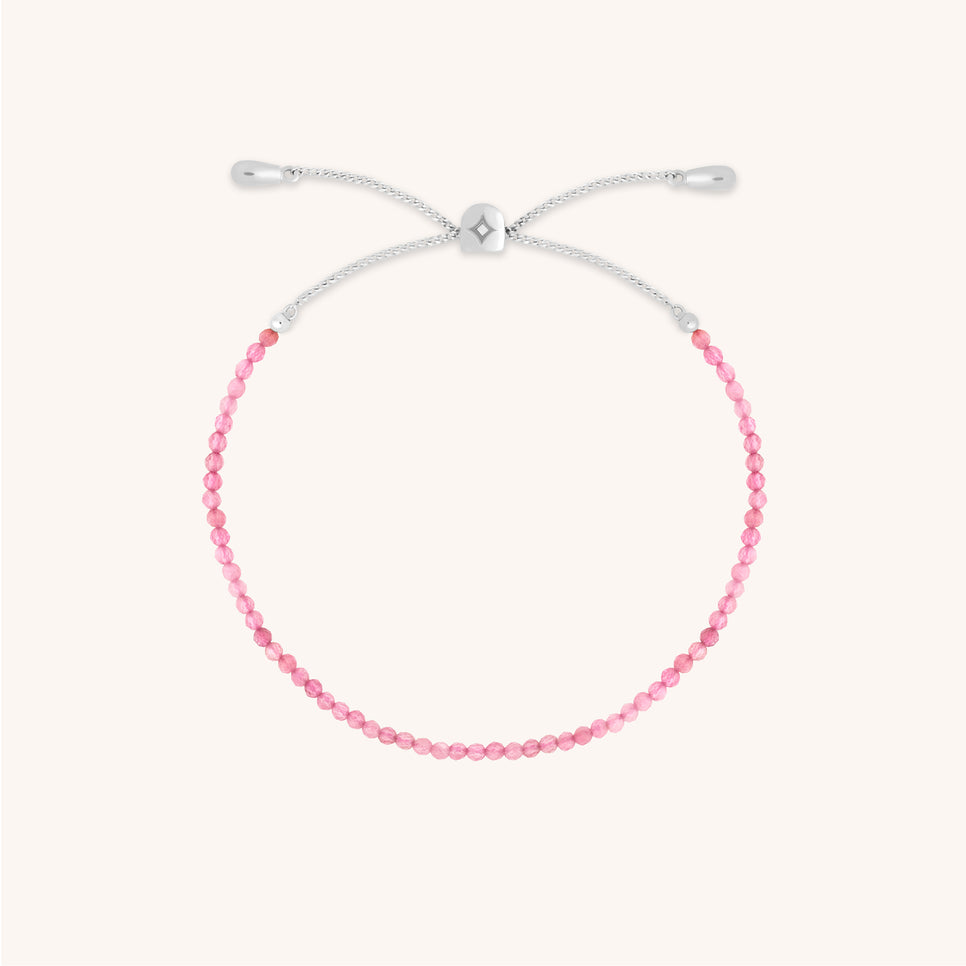 Tourmaline October Beaded Bracelet in Solid White Gold
