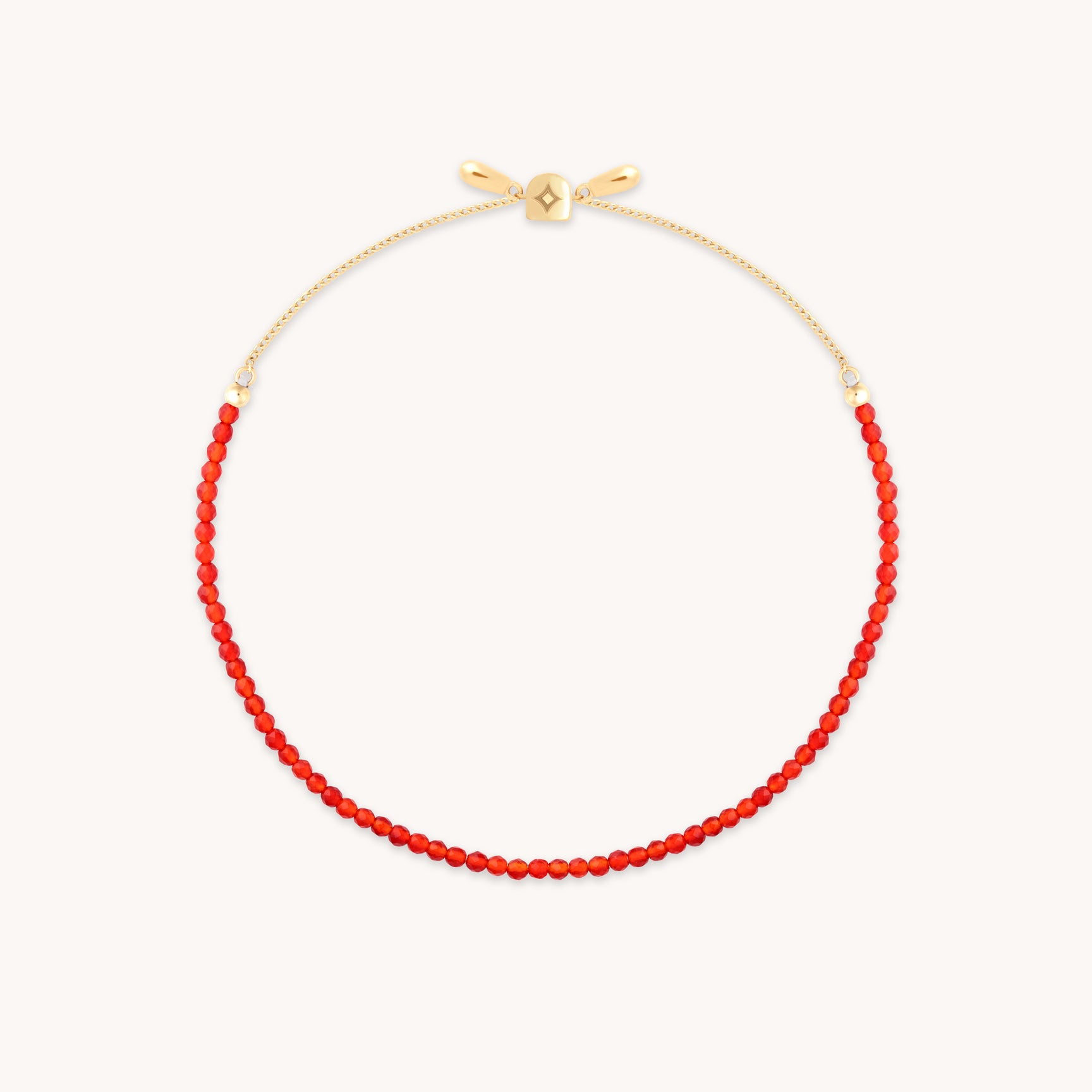 Red Agate Gemstone Bracelet in 9k Gold