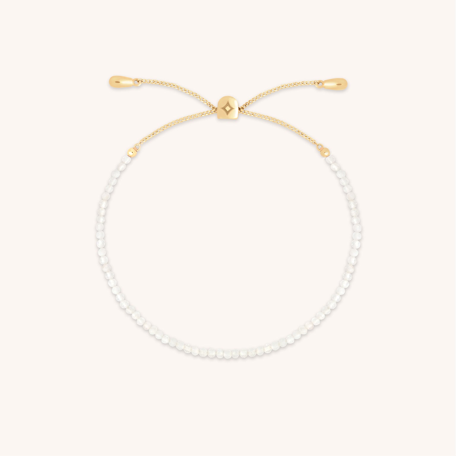 Moonstone June Beaded Birthstone Bracelet in Solid Gold