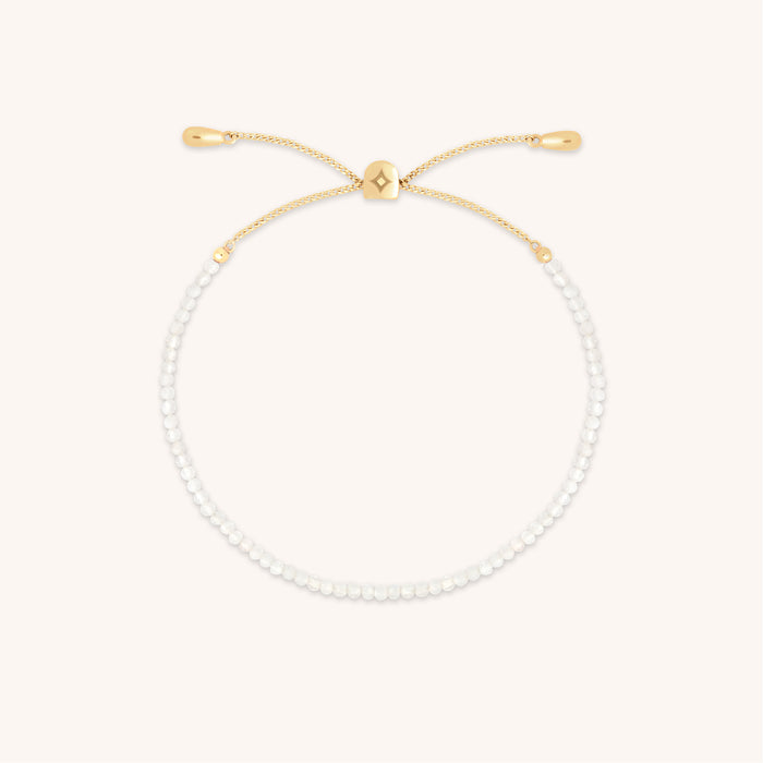 Moonstone June Beaded Birthstone Bracelet in Solid Gold