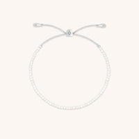 Moonstone June Beaded Birthstone Bracelet in Solid White Gold