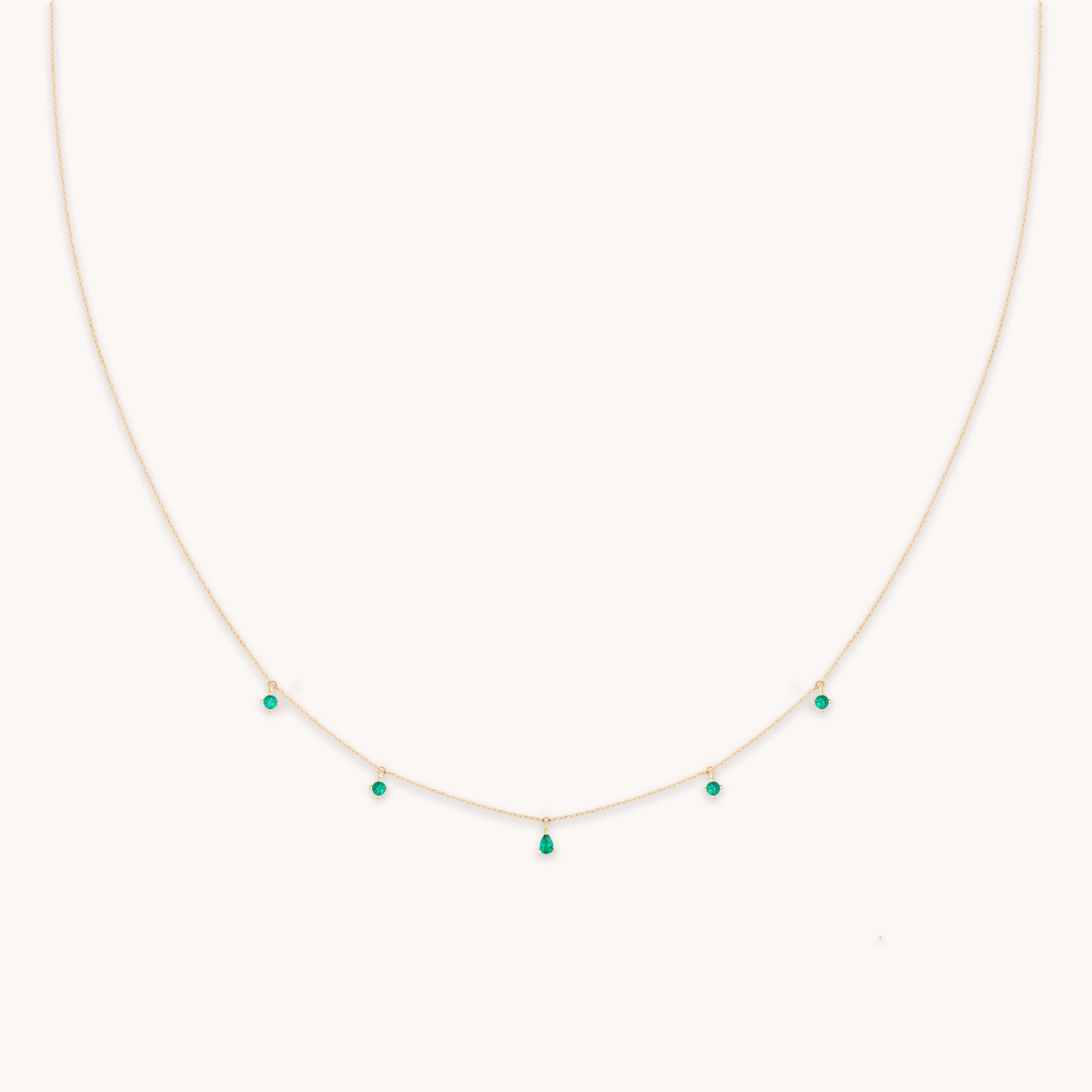 Emerald Charm Necklace in Solid Gold