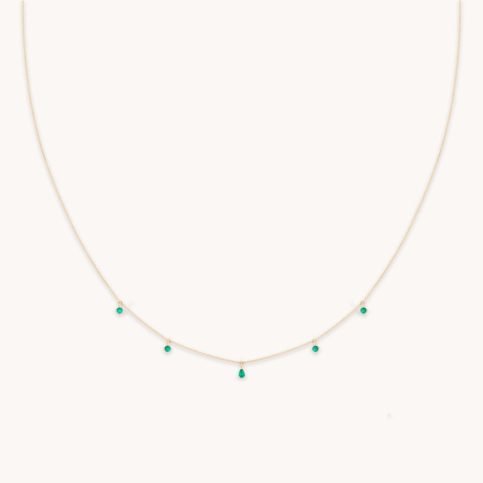 Emerald Charm Necklace in Solid Gold