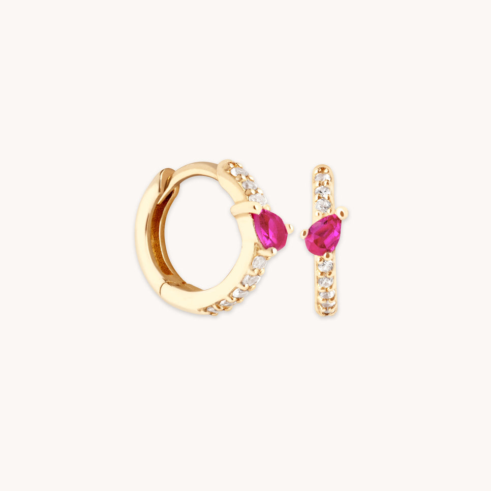 Pink Sapphire Marquise Huggies in Solid Gold
