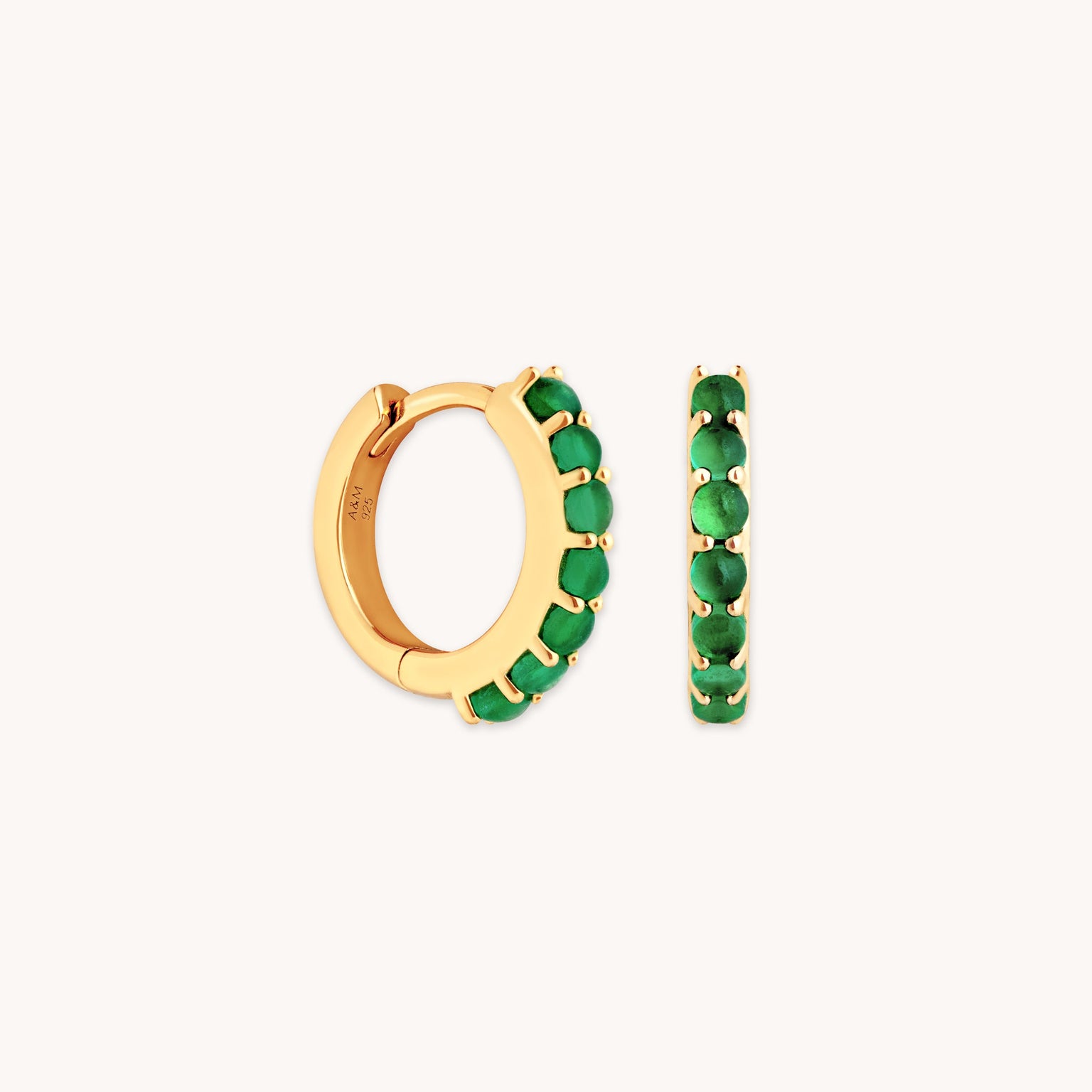 Chrysoprase Huggies in Gold