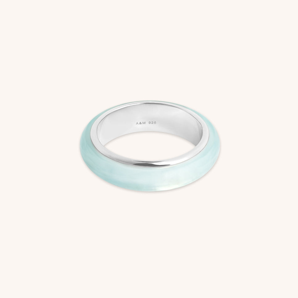 Chalcedony Carved Dome Ring in Silver
