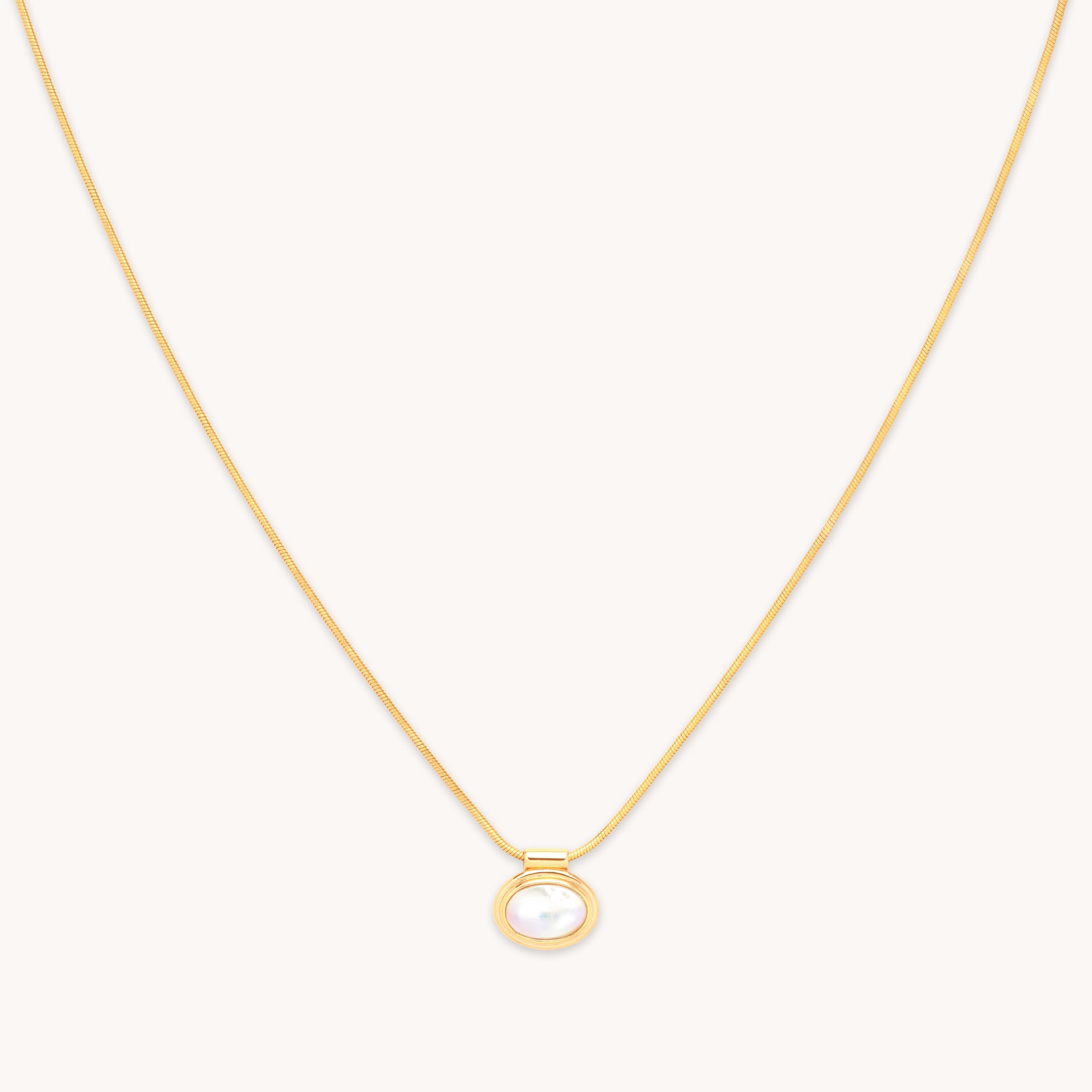 Mother of Pearl Pendant Necklace in Gold