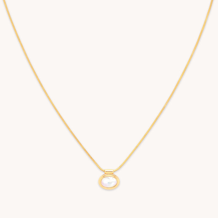 Mother of Pearl Pendant Necklace in Gold