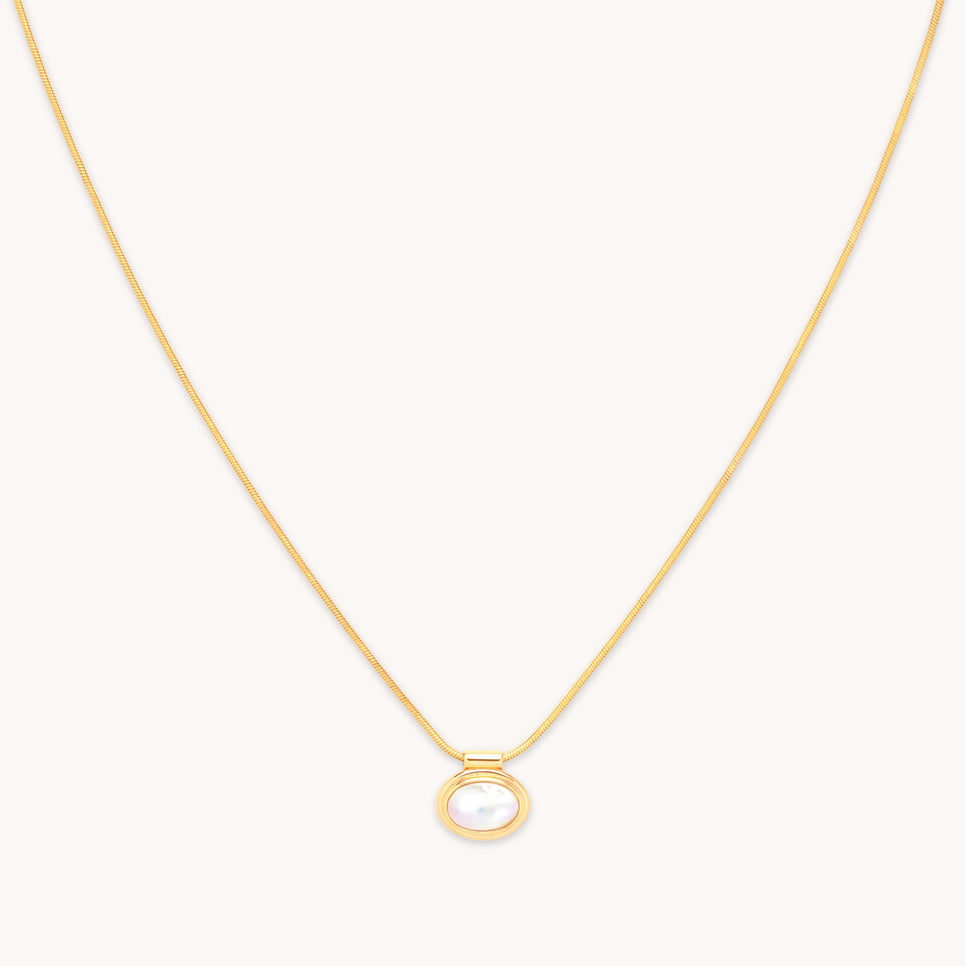 Mother of Pearl Pendant Necklace in Gold