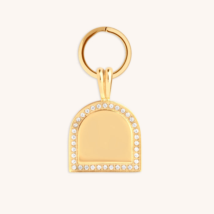 Pavé Arch Pet Tag in Gold