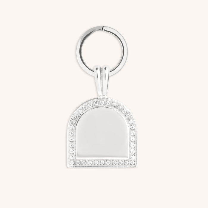 Pavé Arch Pet Tag in Silver