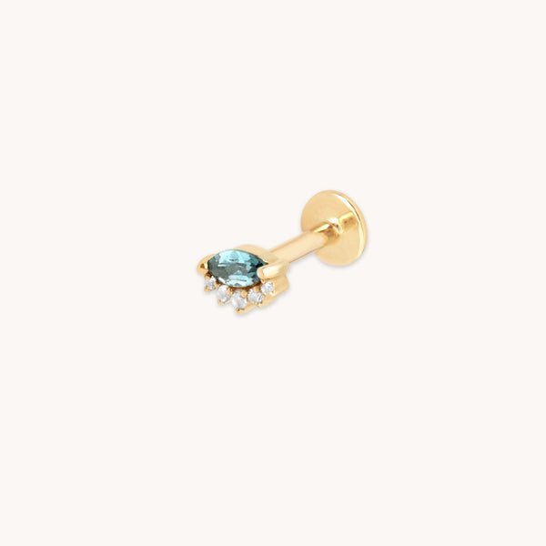 Evil Eye Alexandrite Piercing Stud in Solid Gold