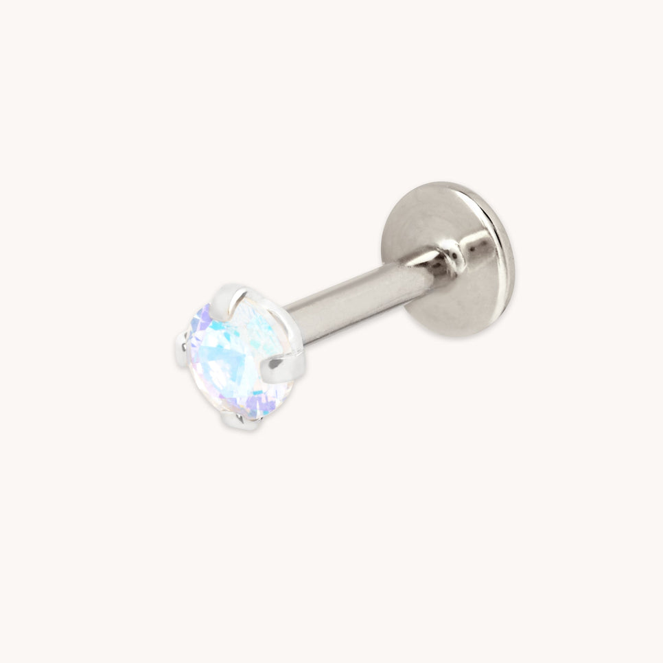 Moonstone Titanium Piercing Stud in Platinum