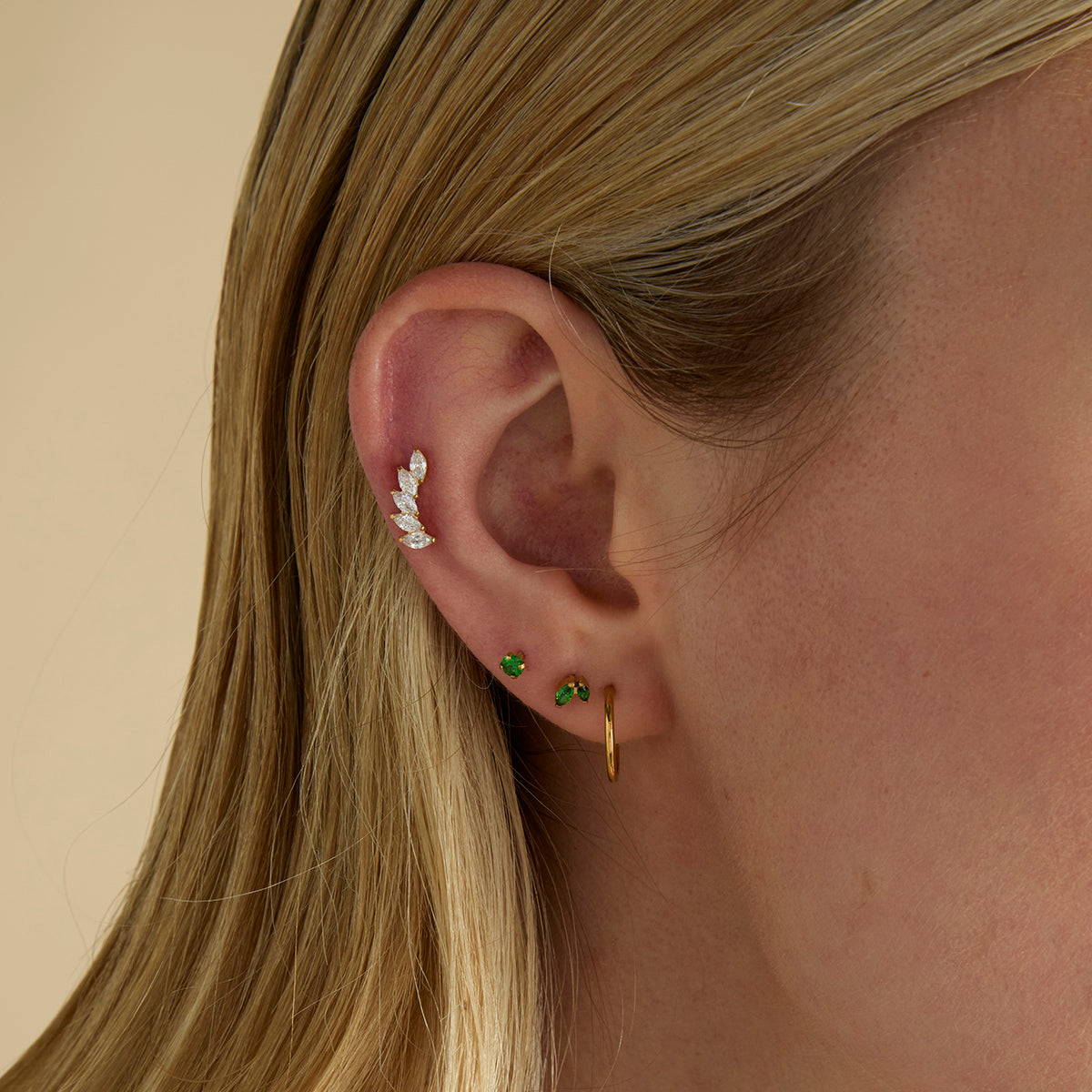 Green Titanium Piercing Stud in Gold