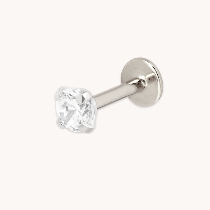 Bold Crystal Titanium Piercing Stud in Platinum