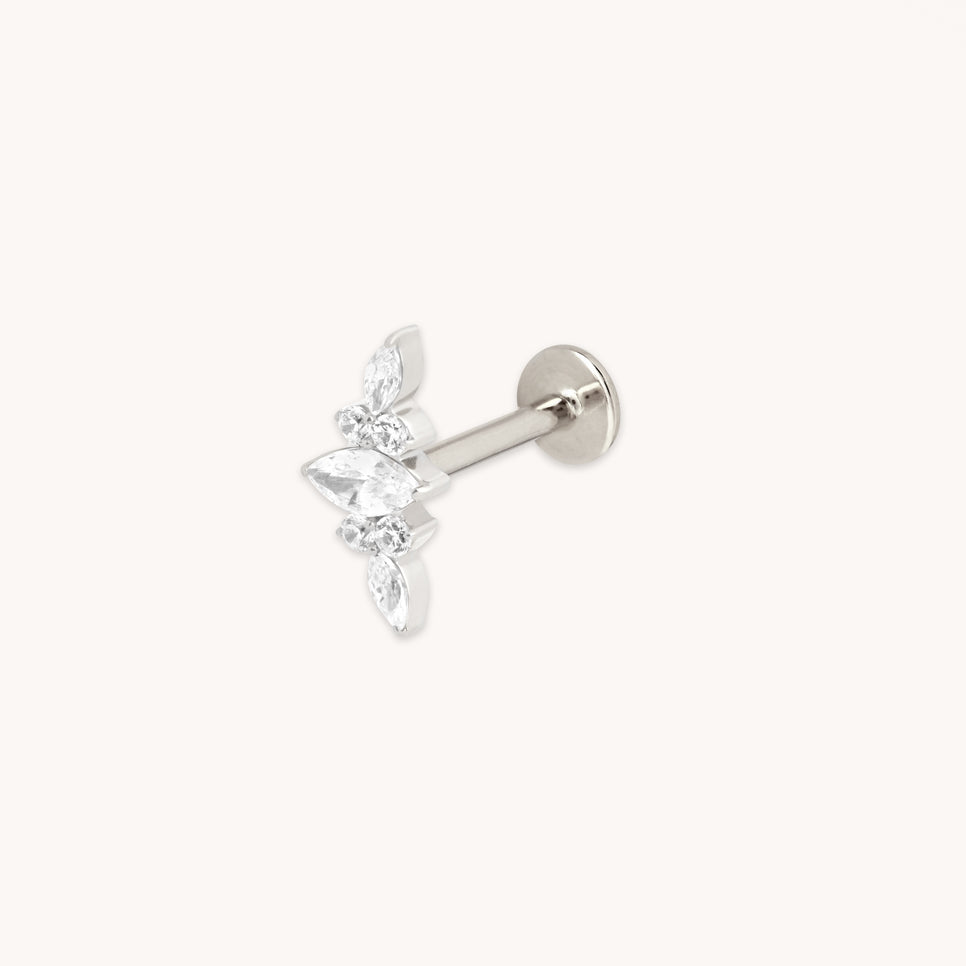 Crystal Marquise Cluster Titanium Piercing Stud in Platinum
