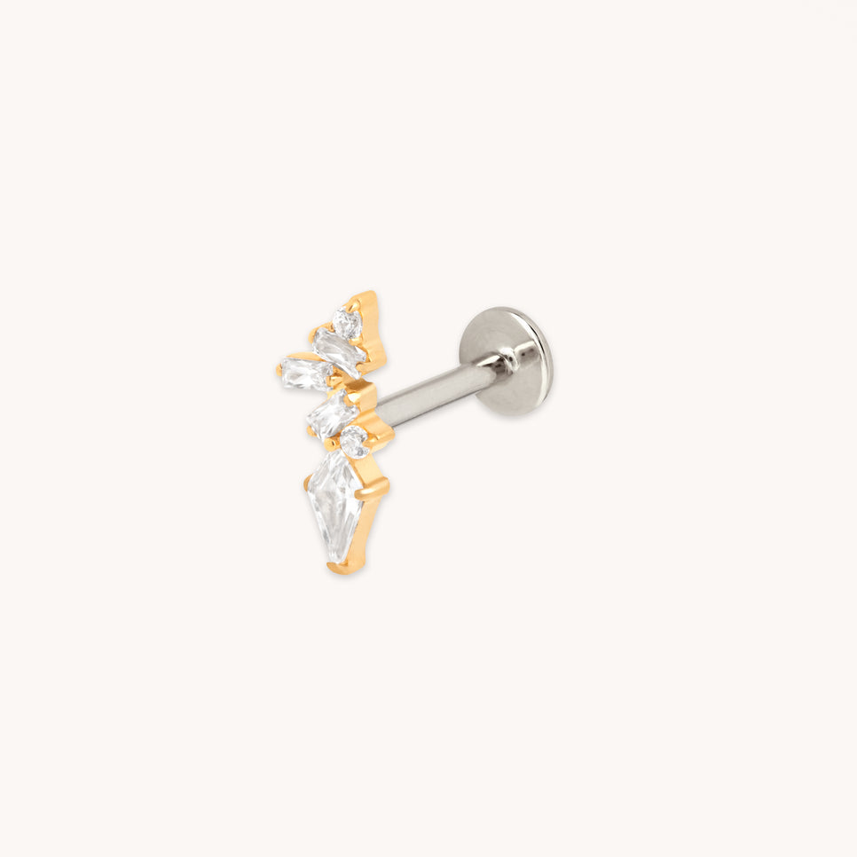 Crystal Cluster Titanium Piercing Stud in Gold