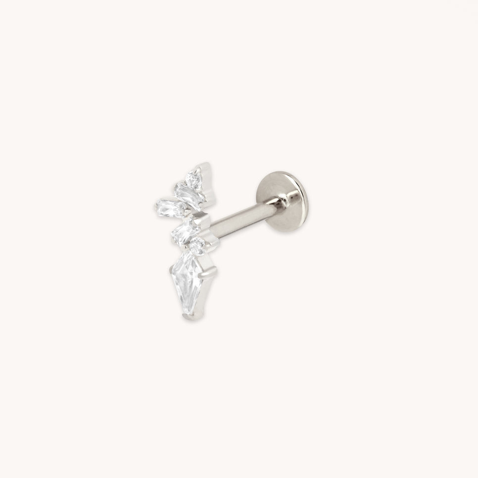 Crystal Cluster Titanium Piercing Stud in Platinum