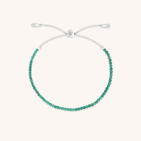 Green Agate Gemstone Bracelet in 9k White Gold