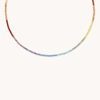 Rainbow Gemstone Necklace in 9k White Gold